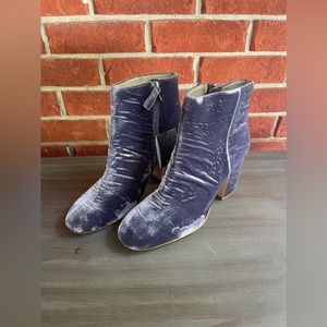 NWT Zara Steel Gray/ Blue Velvet Ankle Bootie